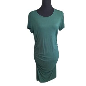 Smallshow Deep Green Side Ruched Maternity Dress, Size Medium,Casual Comfortable